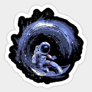 Astronaut Surfing In Galaxy Sticker